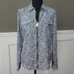 Michael Kors Black and White Patterned Blouse